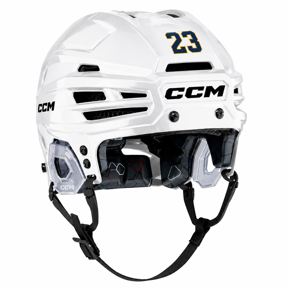 Casque de hockey avec numéro en sticker