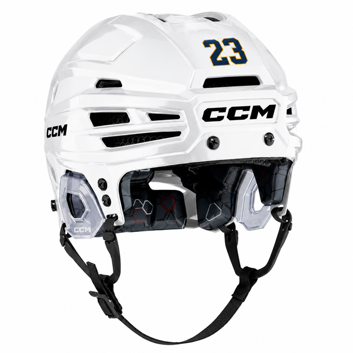 Casque de hockey avec numéro en sticker