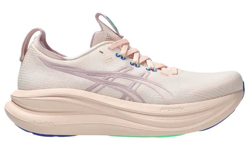 Asics Gel-Nimbus 28 — chaussure de running à amorti maximal FF BLAST+ pour longue distance - White/Hazy Lilac
